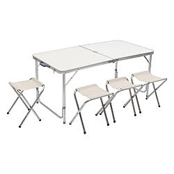 Стіл і 4 стільці для пікніка набір туристичних алюмінієвих складних алюмінієвих меблів для кемпінгу 8812-4