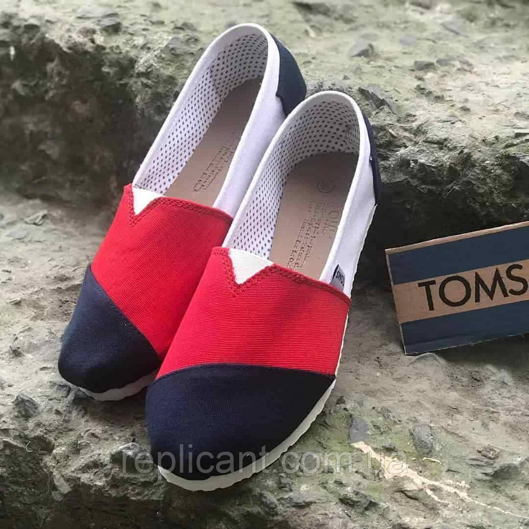 Чоловічі білі + червоні + чорнірічні текстильні еспадрильї Toms Чоловиче мітнєзвутя Туреччина, фото 1