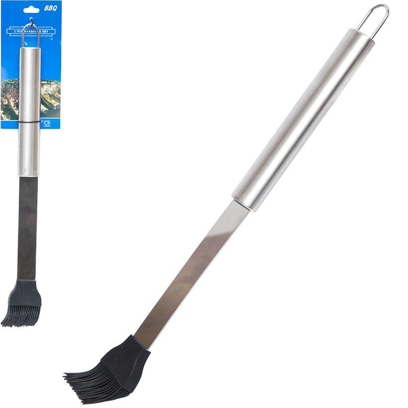 Кулінарний пензлик для гриля барбекю метал-силікон Набір 2шт 34см, фото 1