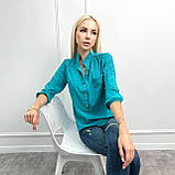 Класична жіноча блузка з довгим рукавом повсякденна літня блуза сорочка жіноча під джинси, фото 4