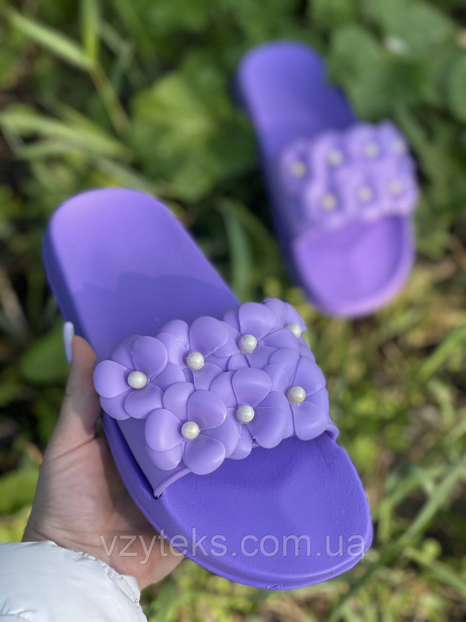Шльопанці жіночі з квітами Гіпаніс, фото 1
