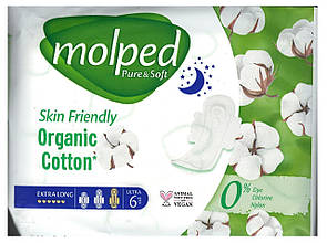 Прокладки гігієнічні Molped Pure&Soft Night Extra Long 6 крапель 6 шт