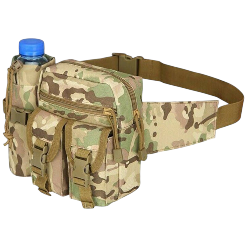 Сумка тактична поясна з кишенею для пляшки води мультикам, Сумка з тримачем, Поясна сумка