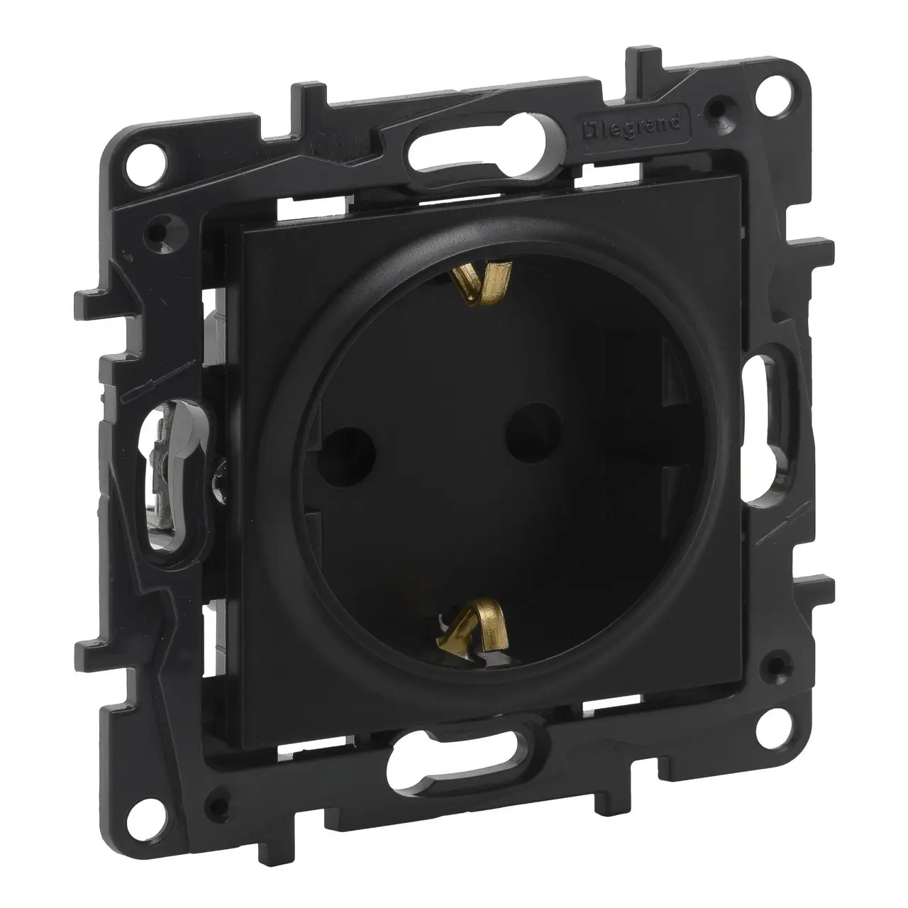 NILOE STEP Розетка зі з/к ташторками гвинтові клеми. Колір Чорний