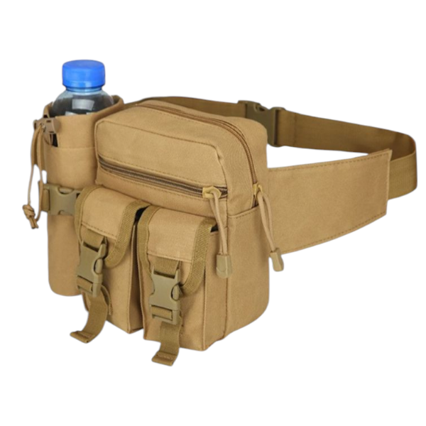 Сумка тактична поясна з кишенею для пляшки води койот, Сумка з тримачем, Поясна сумка