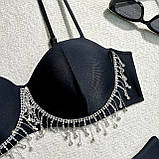 Купальник роздільний чорний із декоративними ланцюжками M 44, фото 5