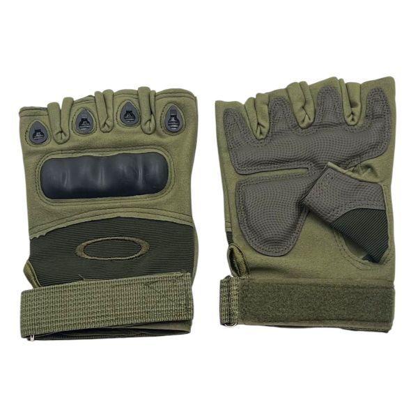 Рукавички тактичні короткопалі з пластиковою вставкою XL (довжина 17см) хакі, Рукавички з відкритими пальцями