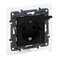 NILOE STEP Розетка 2К+З з кришкою  IP44. Колір Чорний
