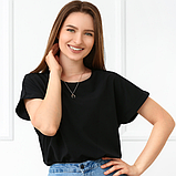 Комфортна жіноча блуза оверсайз з коротким рукавом футболка блузка жіноча повсякденна літня блуза, фото 7