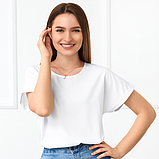 Комфортна жіноча блуза оверсайз з коротким рукавом футболка блузка жіноча повсякденна літня блуза, фото 8