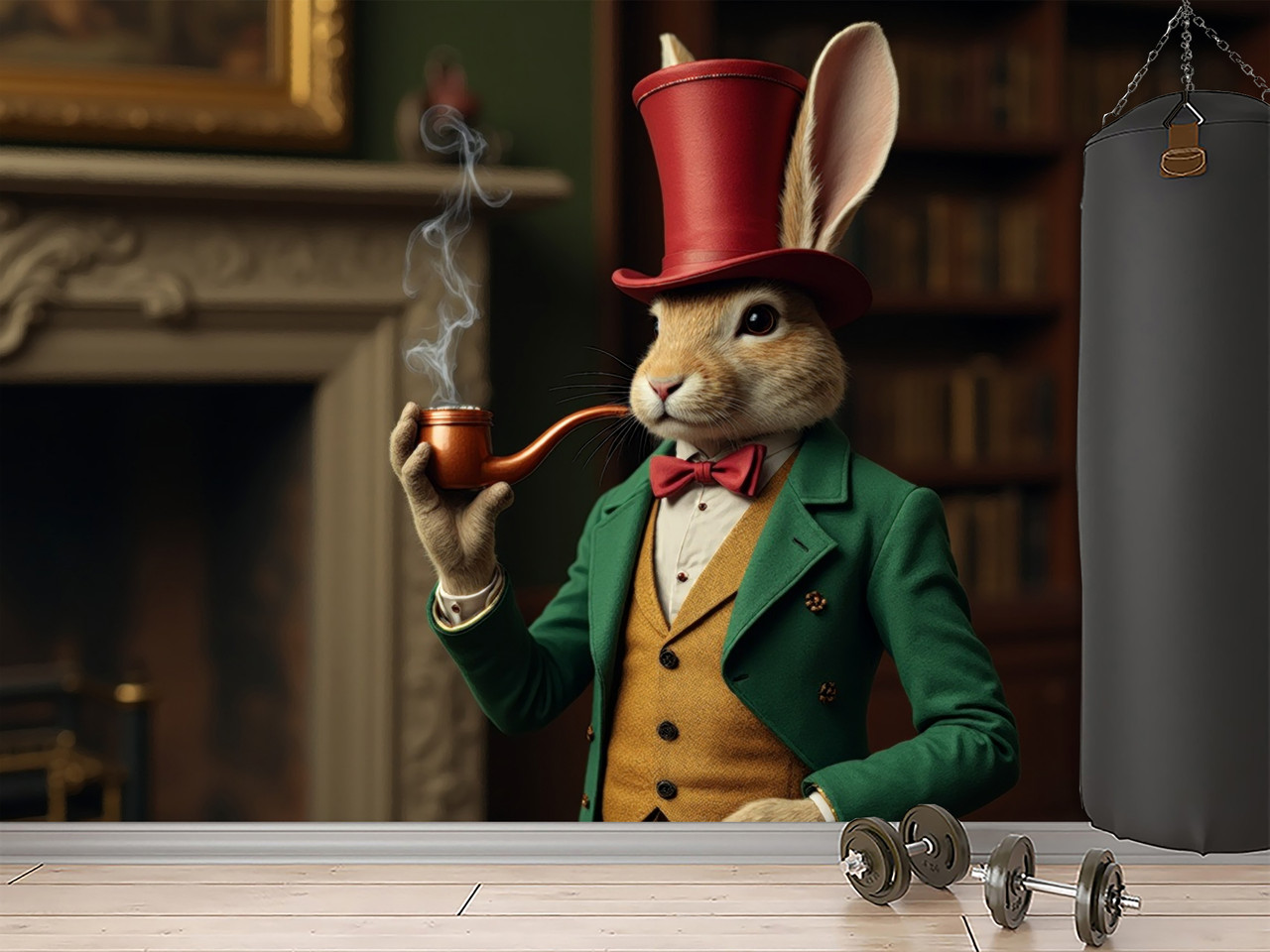 Фотошпалери самоклеюча плівка Oracal «Кріль з люлькою», на стіну вінтажні, фото 1