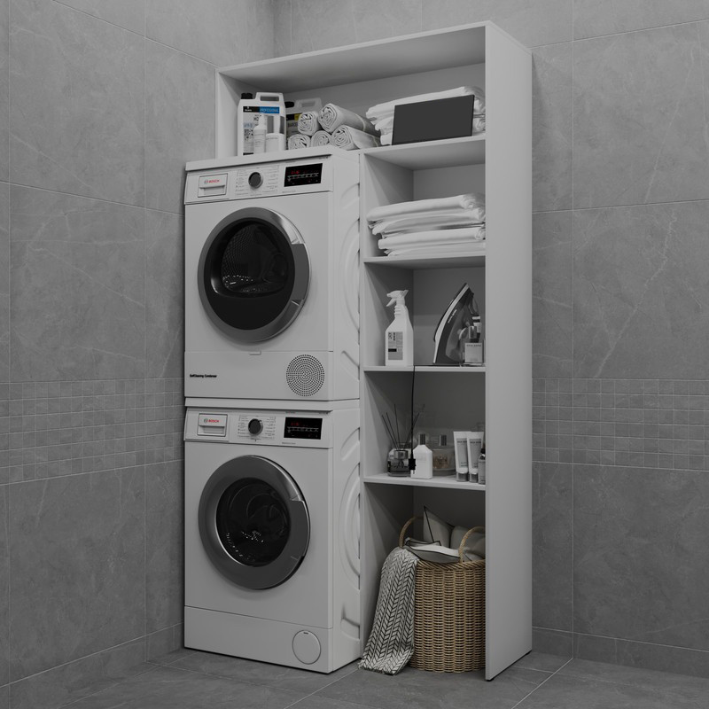Стелаж у ванну над пральною машиною 1140 мм з Ламінованого ДСП Шафа для пральної машини з 4 полицями, фото 1