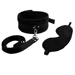 Набір нашийник з повідцем та маска Art of Sex – Soft Touch Light, чорний