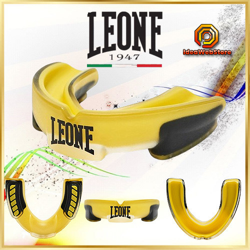 Капа боксерська для боксу ММА та єдиноборств гелева Leone Top Blue жовта доросла однощелепна