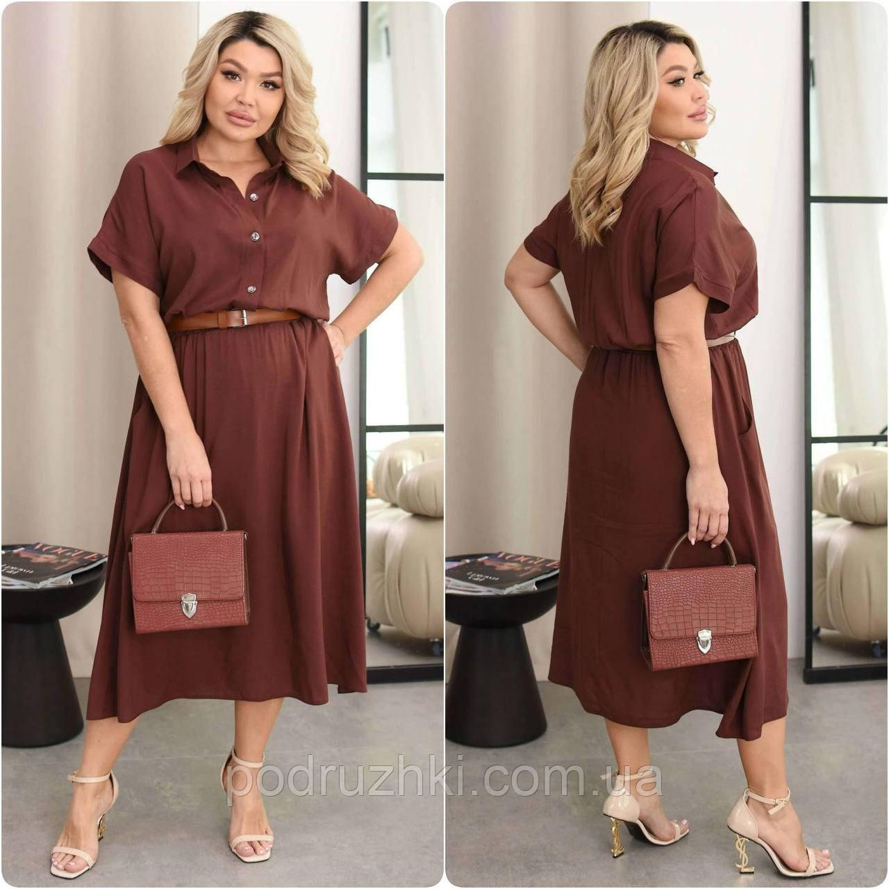 Жіноча літня ніжна сукня міді довжини Тканина: штапель Розміри: 50-52,54-56,58-60, фото 1