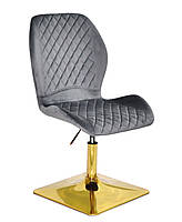 Стілець Fox 4-GD-Base на золотій квадратній нозі-опорі, поворотний із регулюванням висоти, м'яке сидіння, фото 5