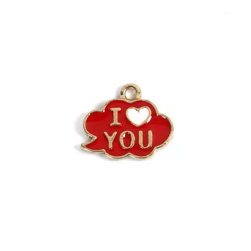 Підвіска Finding Кулон хмара I Love you Золотистий червона і рожева емаль 16 мм x 14 мм