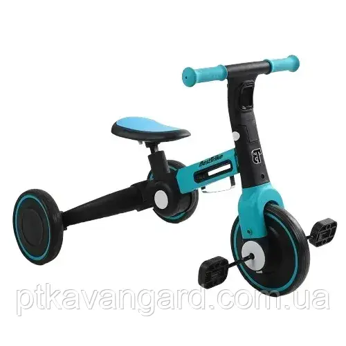 Велосипед триколісний дитячий Best Trike BS-11402 трансформер 2в1: велосипед + велобіг, з підсвічуванням Блакитний, фото 1