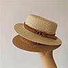 Жіночий літній капелюх-канотьє оздоблений ремінчиком з екозамші. Світлий беж (розмір 56), фото 4