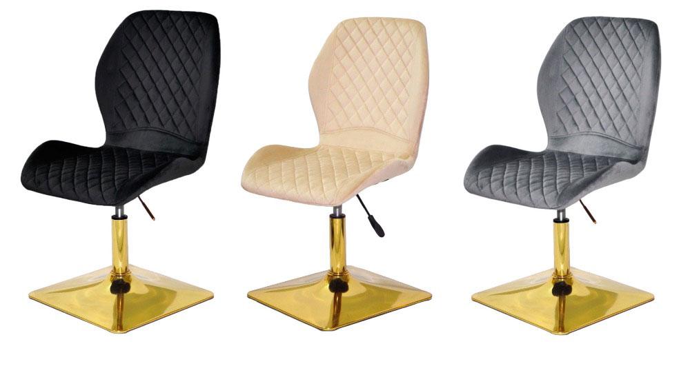 Стілець Fox 4-GD-Base на золотій квадратній нозі-опорі, поворотний із регулюванням висоти, м'яке сидіння, фото 1