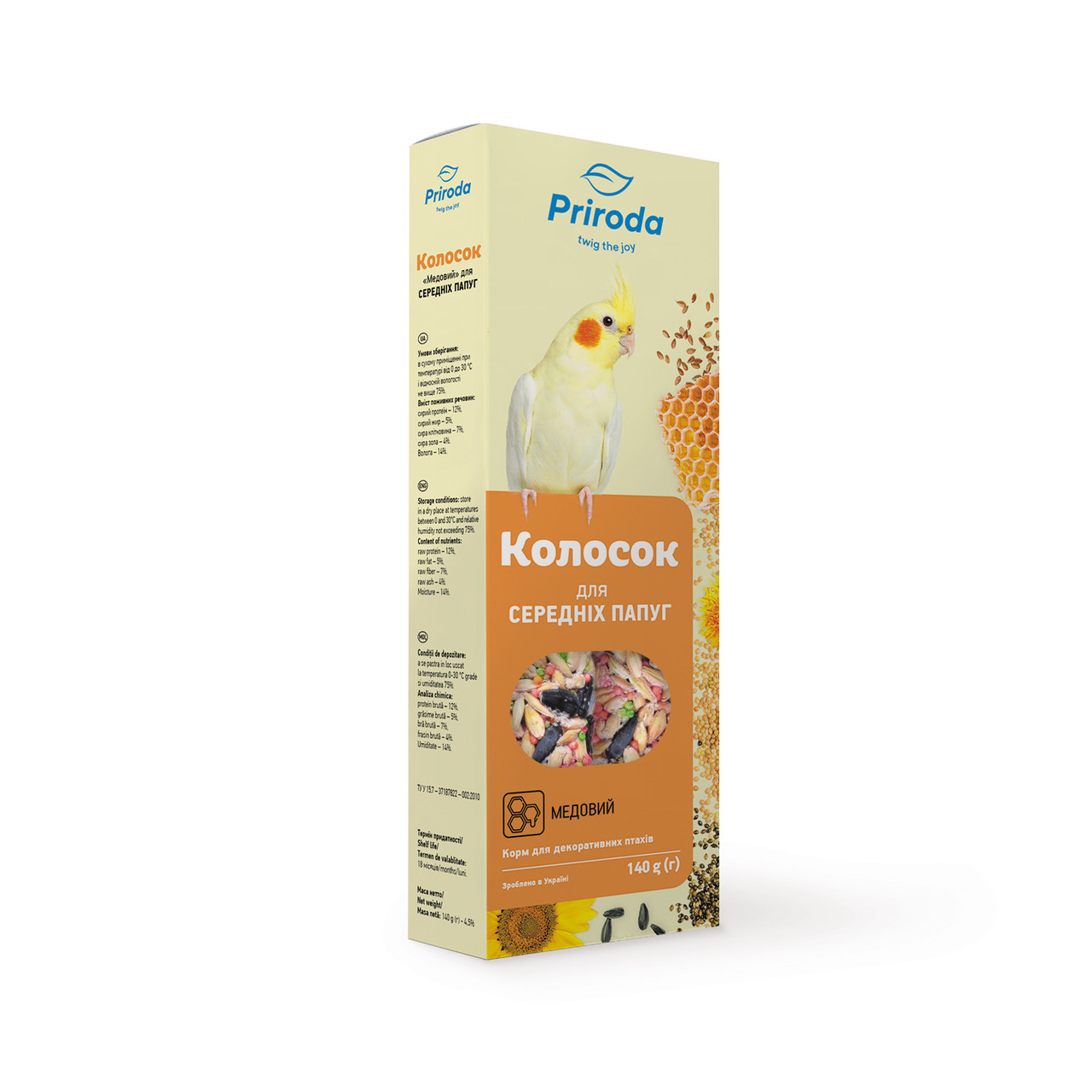 Ласощі для середніх папуг колосок "Медовий" Природа 140 г