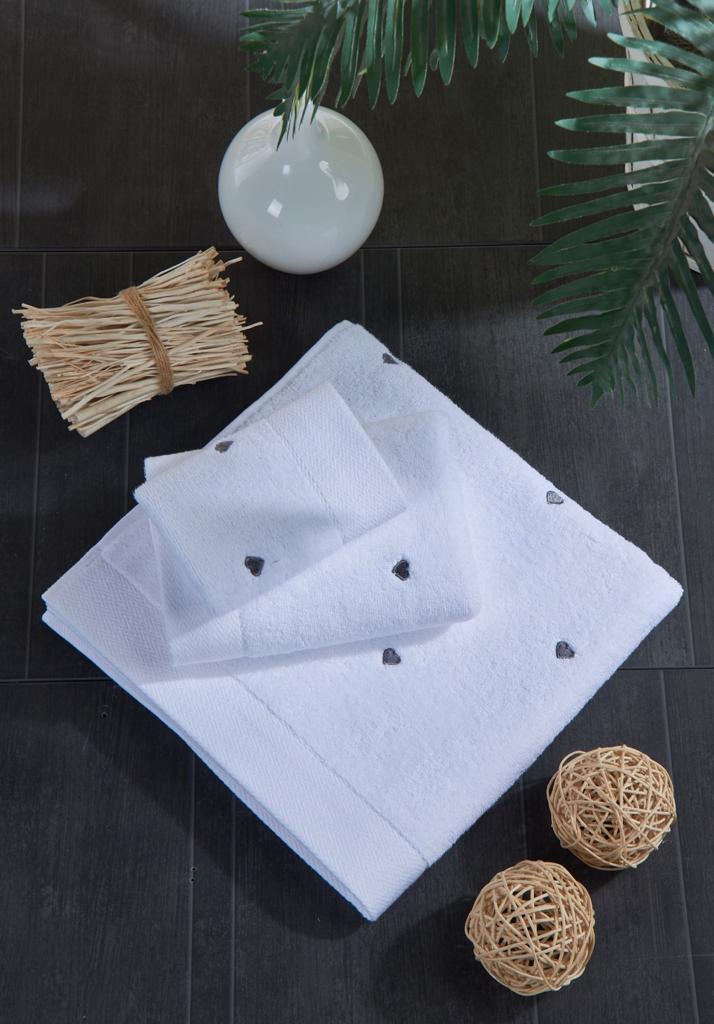 Подарунковий набір рушників Moss, 3 шт. з вишивкою Kalpli Gri, фото 1