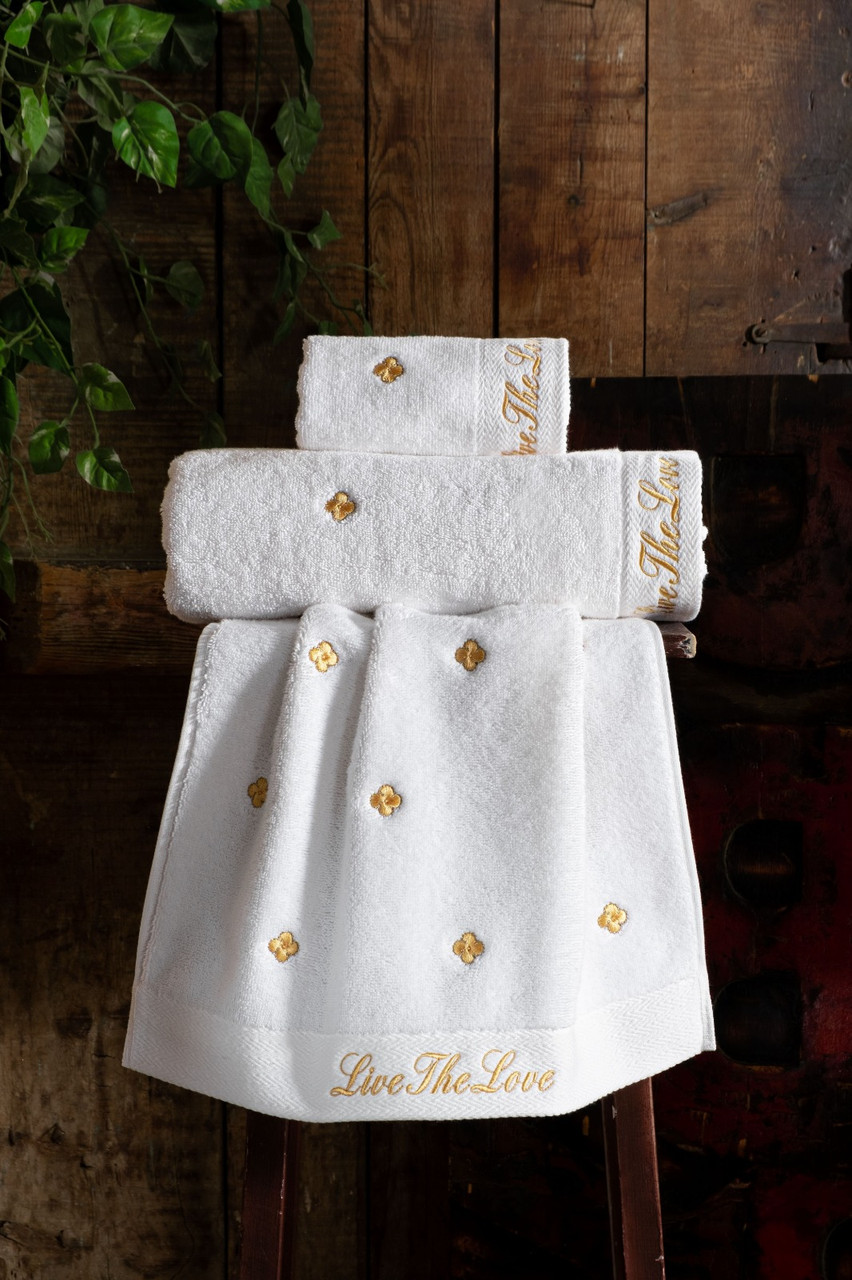 Подарунковий набір рушників Moss, 3 шт. з вишивкою Van Cleef Sari, фото 1