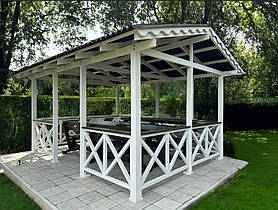 Дерев'яна альтанка 4 на 3 м, розбірна (на 14-16 осіб)