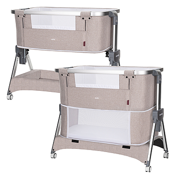 Дитяче приставне ліжечко-манеж 2в1 CARRELLO Aria CRL-16401 Cream Beige, бежеве