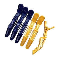 Затискачі для волосся Toni&Guy (крокодили), сині з жовтим (FK608507BlueYellow)