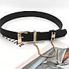 Стильний ремінець "Celine". Чорний із золотистою пряжкою та ланцюжком, фото 3