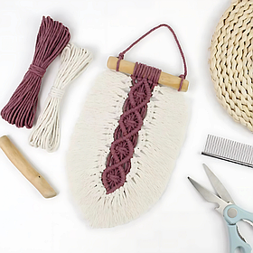 Набір макраме для рукоділля і творчості для ручного в'язання гобелена настінного декору «Лист» 26х15см червоний