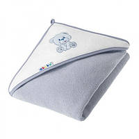 Рушник з капюшоном Akuku  A1258 Медведик, сірий 100x100 см