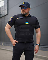 Тактична Футболка Поло вологовідвідна CoolPass для ДСНС темно-синя