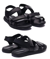 Чоловічі шкіряні сандалії E-series Black 90 год.літо. Чоловічі шкіряні босоніжки, шльопанці чорні. Чоловіче взуття