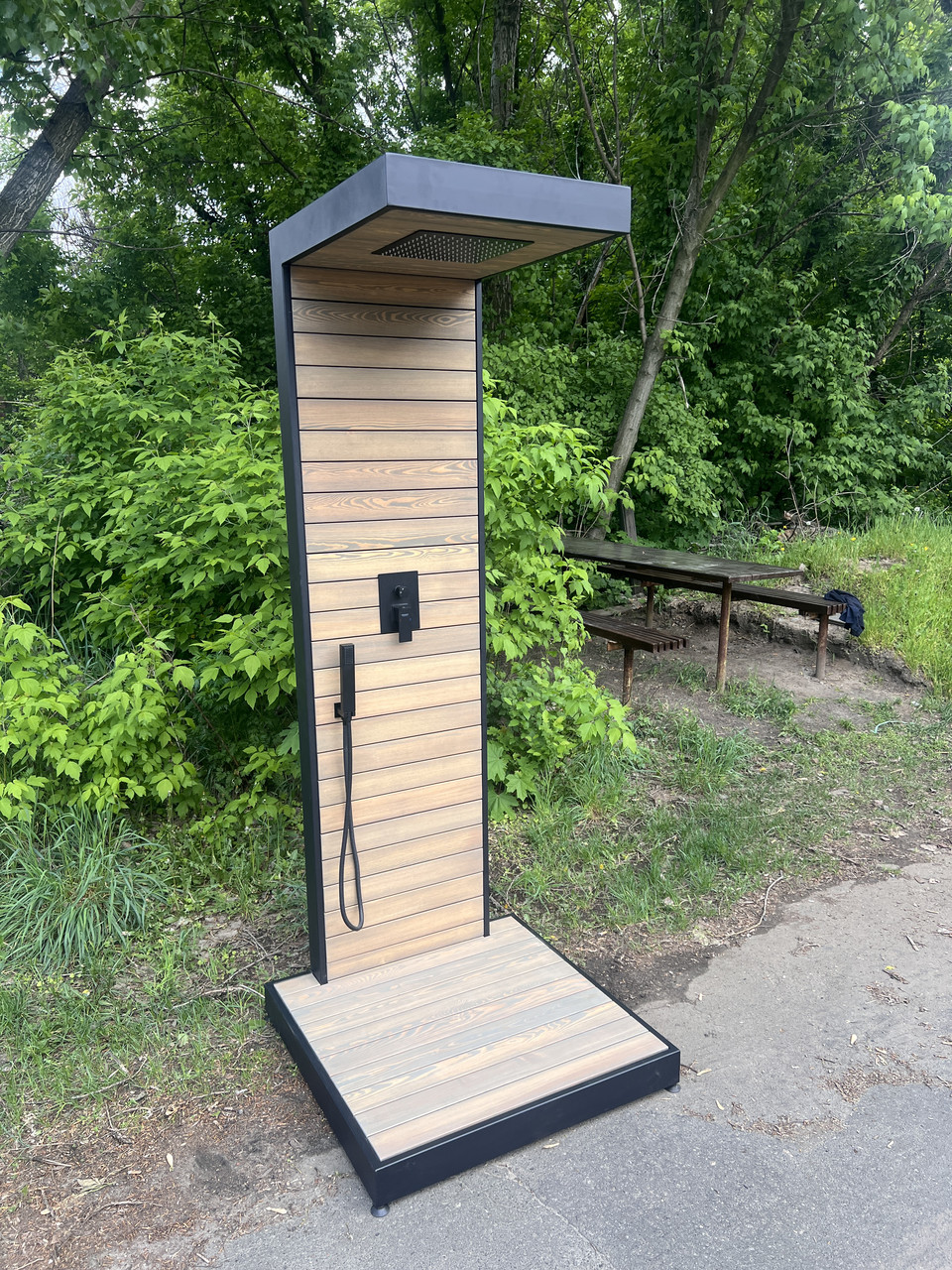 Літній душ для басейну з дерева, фото 1