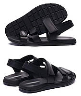 Чоловічі шкіряні сандалії E-series Black 90 год.літо. Чоловічі шкіряні босоніжки, шльопанці чорні. Чоловіче взуття