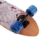 Дерев'яний круїзер, до 90кг, 60мм, PU 82A, Білий череп / Лонгборд з кедра / Круїзер лонгборд, фото 3