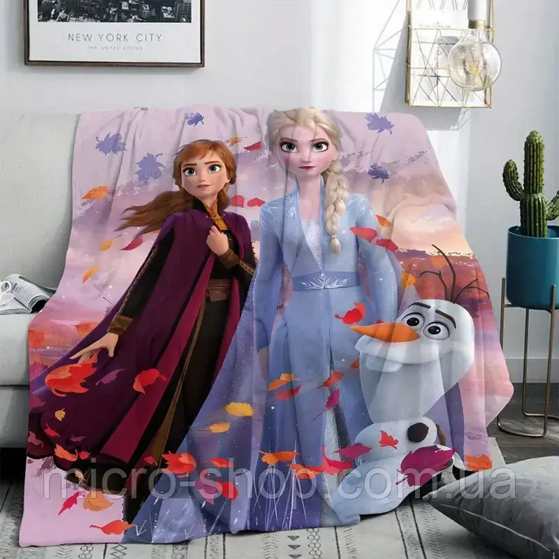 Плюшевий плед ковдра покривало Холодне серце Ельза та Анна Frozen 150х200 см