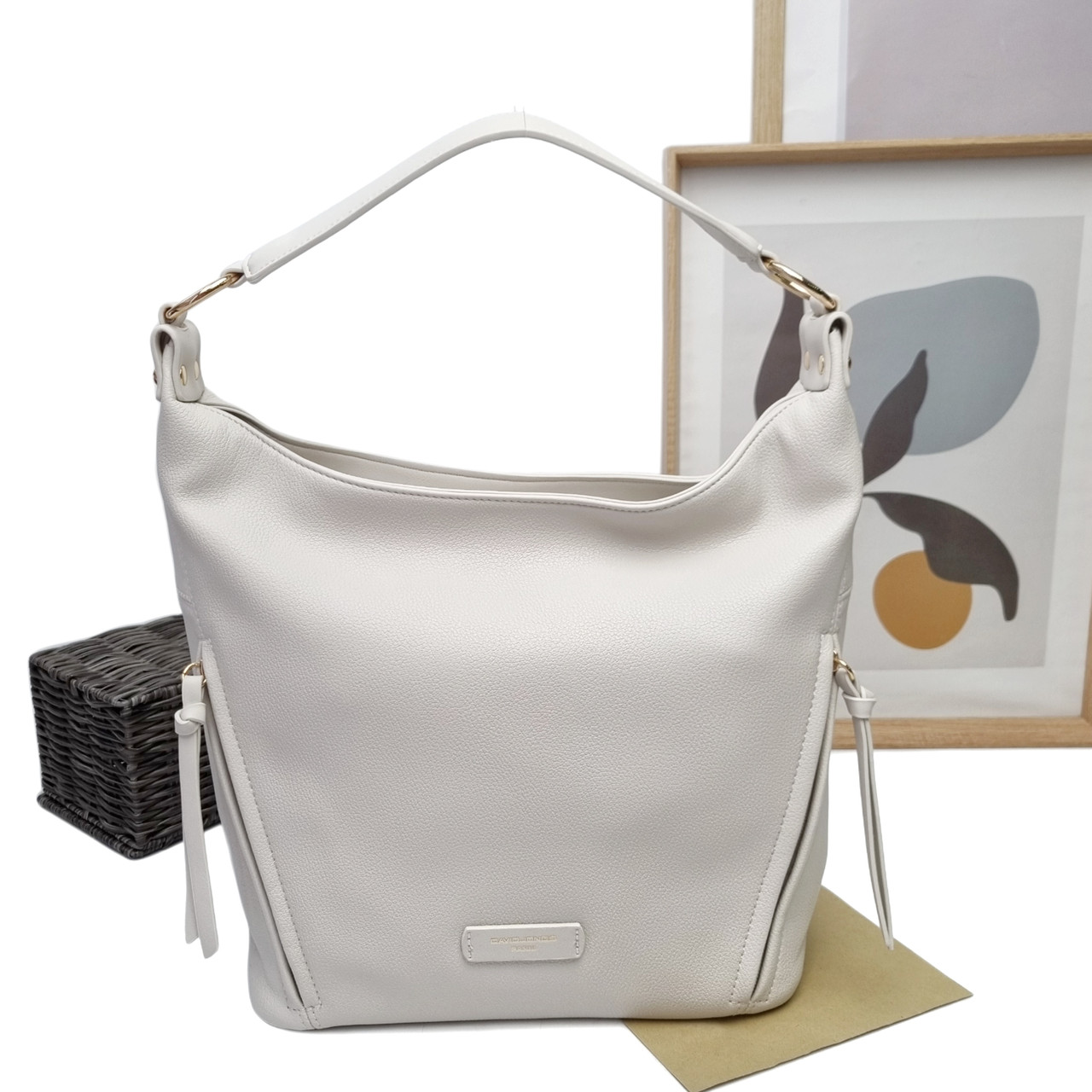 Женская сумка мешок экокожа белый Арт.CM7422 white DavidJones Франція