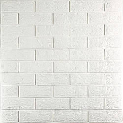 3д панель декор стін Глянцева Біла цегла самоклеючі 3d панелі для стін м'які ПВХ 700x770x3мм (1-3мм-ГЛ)