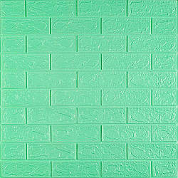 3д панель декор стін Зелена Цегла М'ята самоклеючі 3d панелі для стін м'які ПВХ 700x770x3 мм (12-3мм)