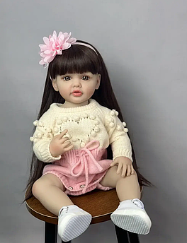 Лялька вінілова 55см, ручна робота, брюнетка, Reborn Baby Doll 17