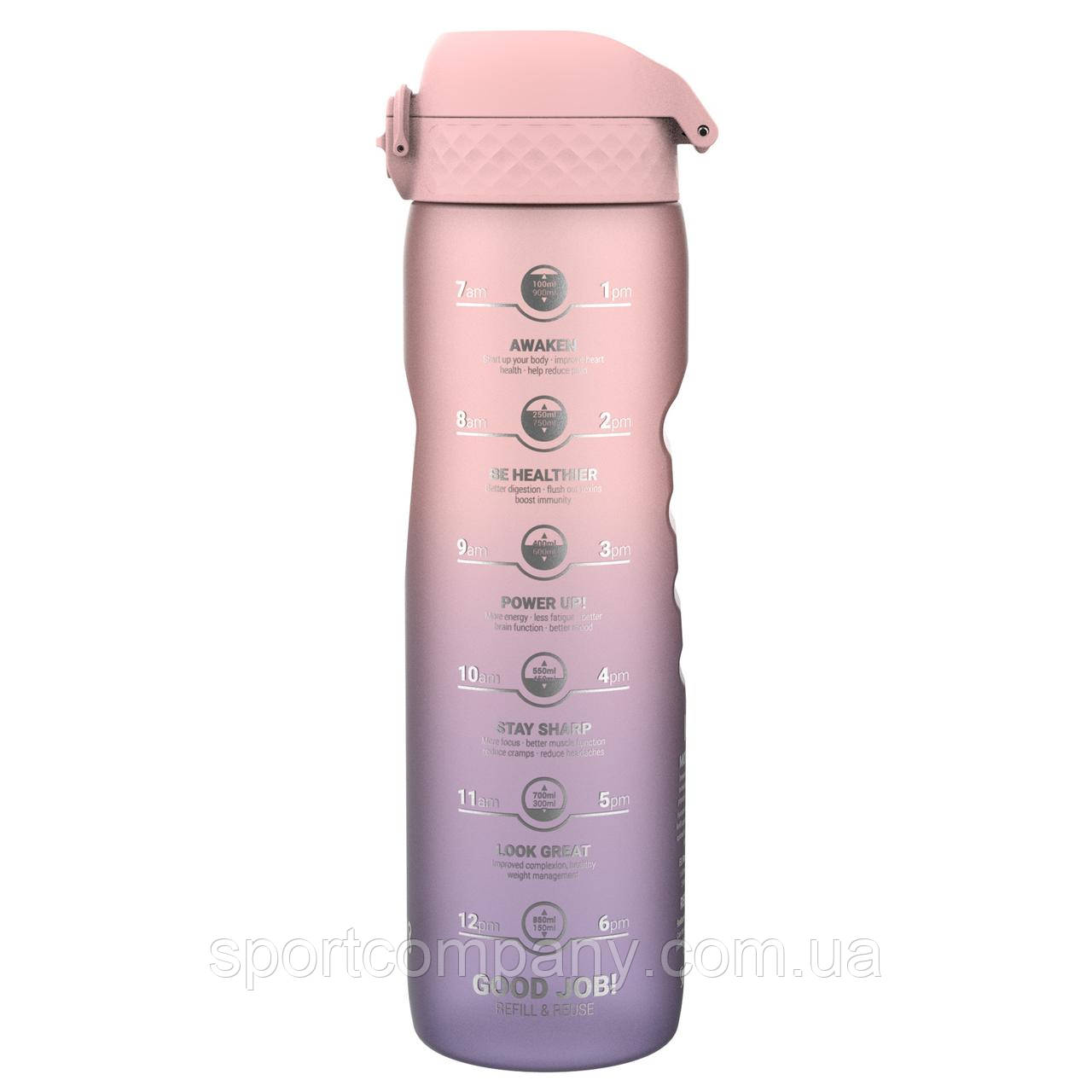 Пляшка для води ION8 1000 мл. BPA Free, Times To Drink, (ЕКО пляшка) BPA Free, Periwinkle &Rose