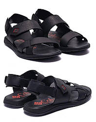 Чоловічі літні шкіряні сандалі Black Leather, Чоловічі босоніжки шкіра чорні. Чоловіче літнє взуття