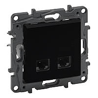 NILOE STEP Розетка інформаційна подвійна RJ45 cat.5e UTP. Колір Чорний