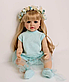 Лялька вінілова 55см, ручна робота, блондинка у віночку, блакитне вбрання, Reborn Baby Doll 85, фото 3