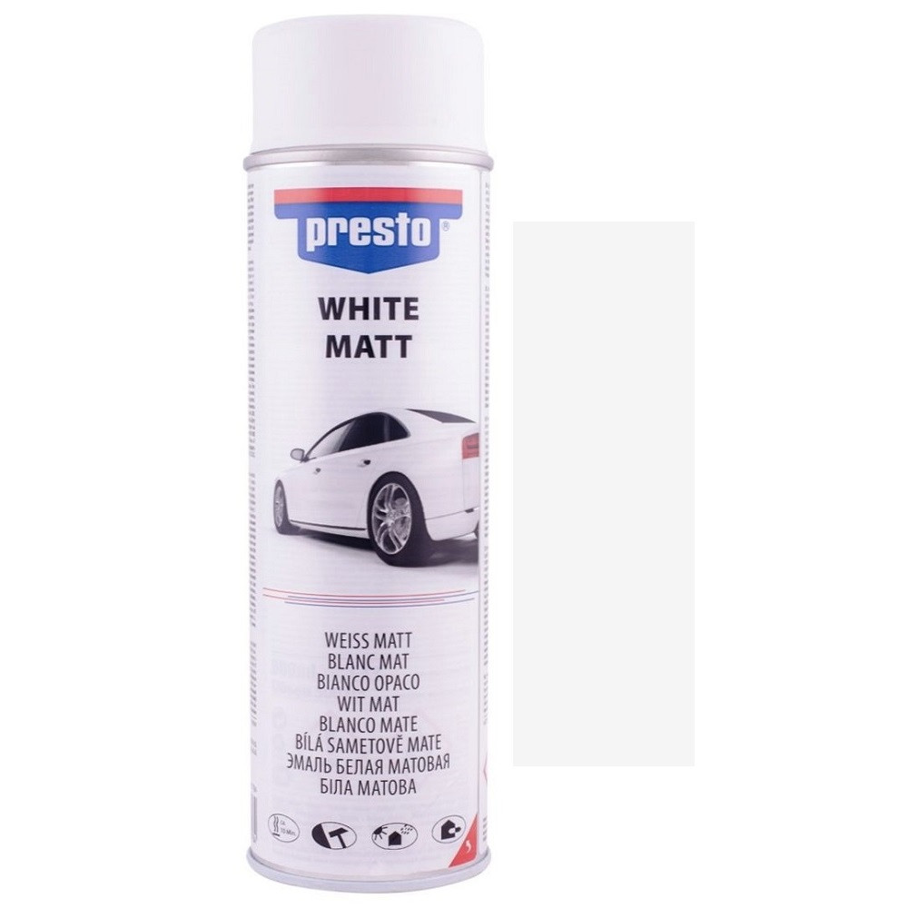 Акрилова фарба спрей біла матова Presto Matt White RAL 9010M 500мл