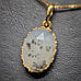 Кулон срібний із позолотою з природним каменем дендроагатом прозорим гранованим кабашоном в ажурній оправі, фото 5