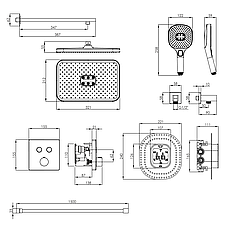 BILOVEC Click система душова прихованого монтажу (термостат 2 функції, душ 320*210 мм ABS, лійка 3 режими,, фото 2